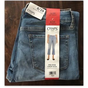 New! Chaps Ladies Mid Rise Crop Kick Jeans